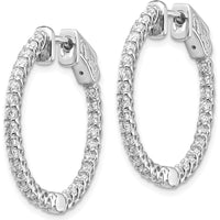 14K White Gold Round Hoop Earrings with Prong-Set Mountings for Round Stones - 62 Stone Capacity by Monteluci Fine Jewelry