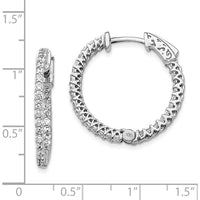 14K White Gold Round Hoop Earrings with Prong-Set Mountings for Round Stones - 62 Stone Capacity by Monteluci Fine Jewelry