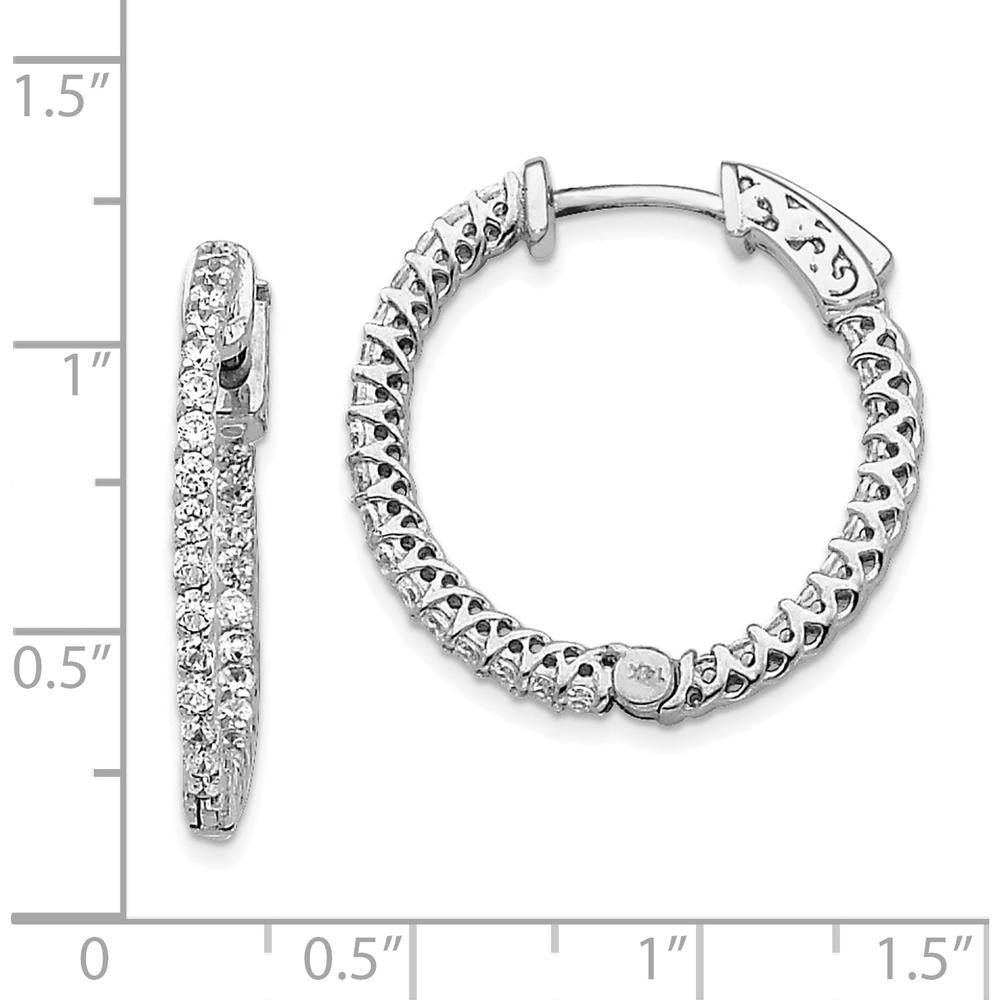 14K White Gold Round Hoop Earrings with Prong-Set Mountings for Round Stones - 62 Stone Capacity by Monteluci Fine Jewelry