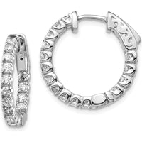 14K White Gold Round Hoop Earrings with Prong Set Round Diamonds - 0.69 Carat Total Diamond Weight by Monteluci Fine Jewelry