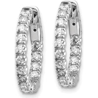 14K White Gold Round Hoop Earrings with Prong Set Round Diamonds - 0.69 Carat Total Diamond Weight by Monteluci Fine Jewelry