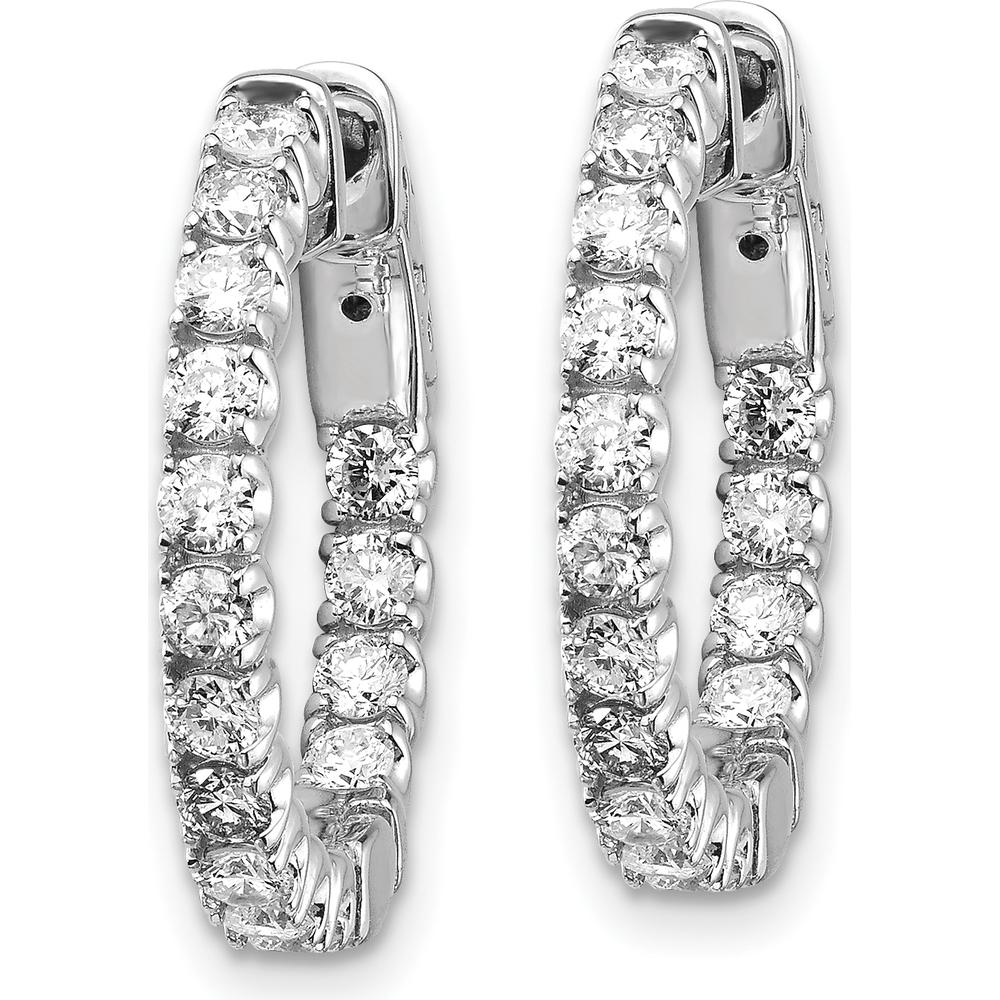 14K White Gold Round Hoop Earrings with Prong Set Round Diamonds - 0.69 Carat Total Diamond Weight by Monteluci Fine Jewelry