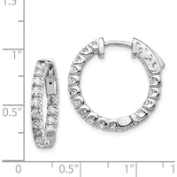 14K White Gold Round Hoop Earrings with Prong Set Round Diamonds - 0.69 Carat Total Diamond Weight by Monteluci Fine Jewelry