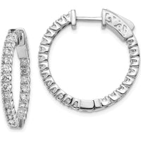 14K White Gold Round Hoop Earrings with Prong-Set Round Diamonds - 0.88 Carat Total Diamond Weight by Monteluci Fine Jewelry