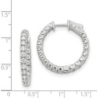 14K White Gold Round Hoop Earrings with Prong-Set Round Diamonds - 1.15 Carat Total Diamond Weight by Monteluci Fine Jewelry
