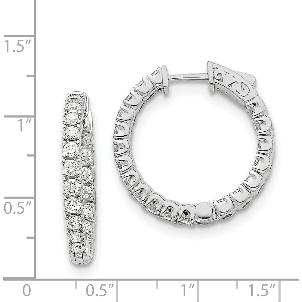 14K White Gold Round Hoop Earrings with Prong-Set Round Diamonds - 1.15 Carat Total Diamond Weight by Monteluci Fine Jewelry