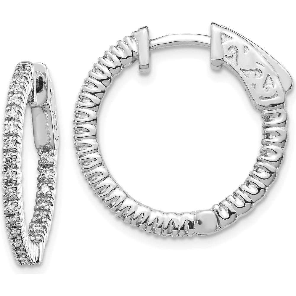 14K White Gold Round Hoop Earrings with Prong Set Round Stones - 1.20 Carat Total Diamond Weight by Monteluci Fine Jewelry