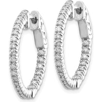 14K White Gold Round Hoop Earrings with Prong Set Round Stones - 1.20 Carat Total Diamond Weight by Monteluci Fine Jewelry