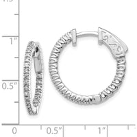 14K White Gold Round Hoop Earrings with Prong Set Round Stones - 1.20 Carat Total Diamond Weight by Monteluci Fine Jewelry