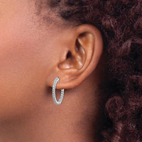 14K White Gold Round Hoop Earrings with Prong Set Round Stones - 1.20 Carat Total Diamond Weight by Monteluci Fine Jewelry