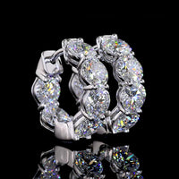 14K White Gold Round Huggie Earrings with 12 Brilliant Cut Lab Grown Diamonds - 5.18 Carat Total Diamond Weight - Covaloro Fine Jewelry