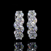 14K White Gold Round Huggie Earrings with 12 Brilliant Cut Lab Grown Diamonds - 5.18 Carat Total Diamond Weight - Covaloro Fine Jewelry