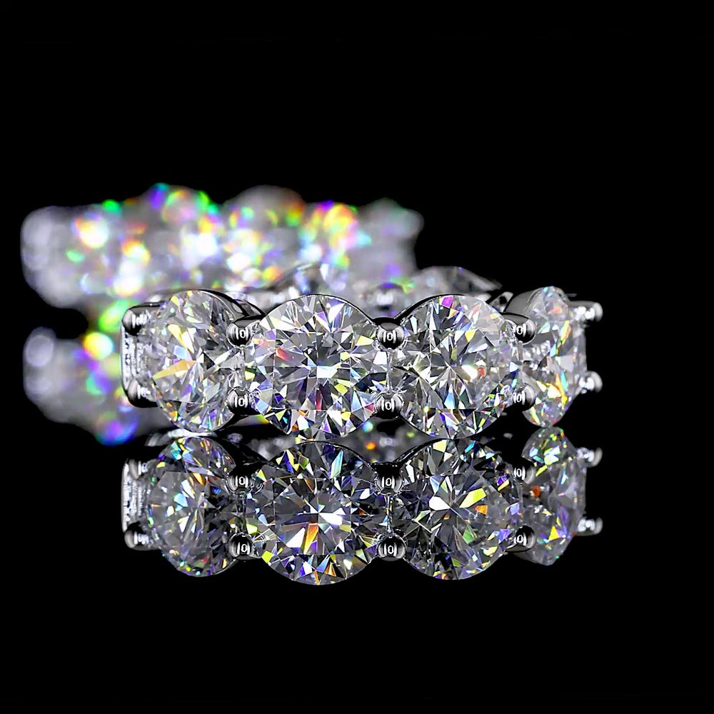 14K White Gold Round Huggie Earrings with 12 Brilliant Cut Lab Grown Diamonds - 5.18 Carat Total Diamond Weight - Covaloro Fine Jewelry