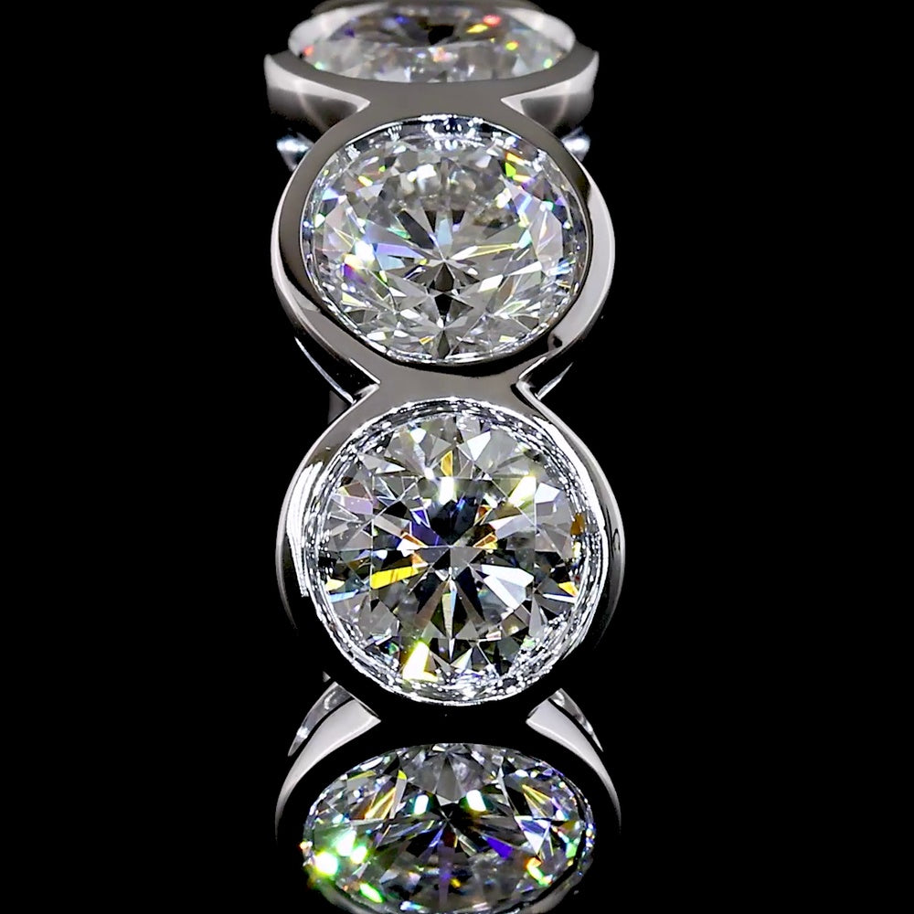14K White Gold Round Huggie Earrings with Bezel Set Lab Diamonds - 4.16 Carats Total Diamond Weight (E-F Color, VS2 Clarity) - Covaloro Fine Jewelry