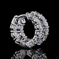 14K White Gold Round Huggie Earrings with Prong-Set Lab Diamonds (E-F Color, VS1 Clarity) - 1.52 Carat Total Diamond Weight - Covaloro Fine Jewelry