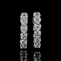 14K White Gold Round Huggie Earrings with Prong-Set Lab Diamonds (E-F Color, VS1 Clarity) - 1.52 Carat Total Diamond Weight - Covaloro Fine Jewelry