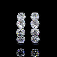 14K White Gold Round Huggie Earrings with Prong Set Lab Grown Diamonds - 2.03 Carats Total Diamond Weight - Covaloro Fine Jewelry