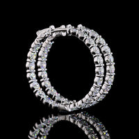 14K White Gold Round Huggie Earrings with Prong-Set Lab Grown Diamonds - 5.99 Carats Total Diamond Weight - Covaloro Fine Jewelry