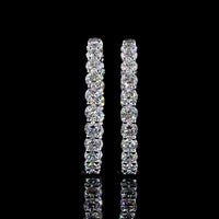 14K White Gold Round Huggie Earrings with Prong-Set Lab Grown Diamonds - 5.99 Carats Total Diamond Weight - Covaloro Fine Jewelry