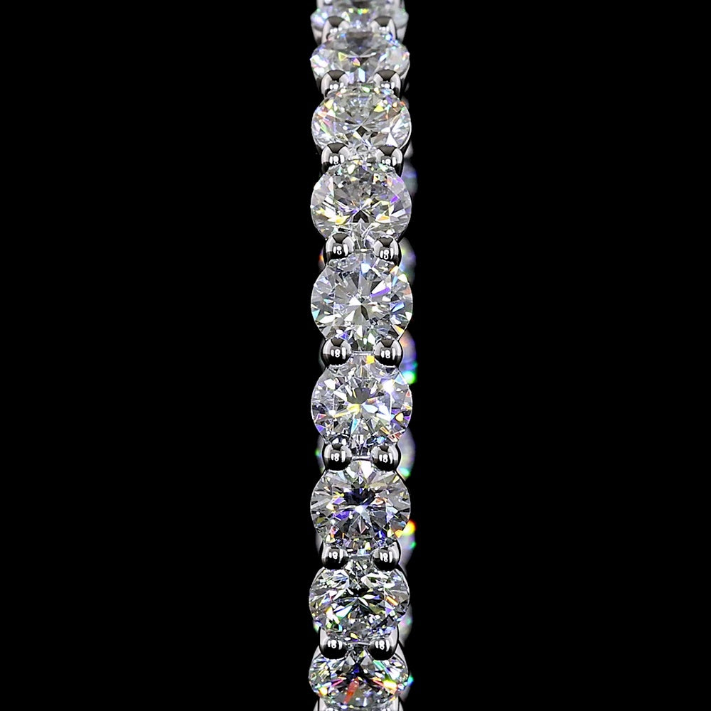 14K White Gold Round Huggie Earrings with Prong-Set Lab Grown Diamonds - 5.99 Carats Total Diamond Weight - Covaloro Fine Jewelry
