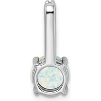 14K White Gold Round Lab Created Opal Pendant with Diamond Accents - 1.25 Carat Opal, 0.0253 Carat Diamonds by Lumare Gioia