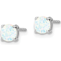 14K White Gold Round Lab-Created Opal Stud Earrings - 0.45 Carat Total Opal Weight by Monteluci Fine Jewelry