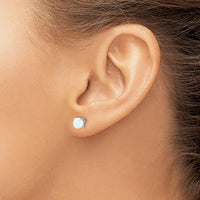 14K White Gold Round Lab-Created Opal Stud Earrings - 0.45 Carat Total Opal Weight by Monteluci Fine Jewelry