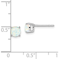 14K White Gold Round Lab-Created Opal Stud Earrings - 0.45 Carat Total Opal Weight by Monteluci Fine Jewelry