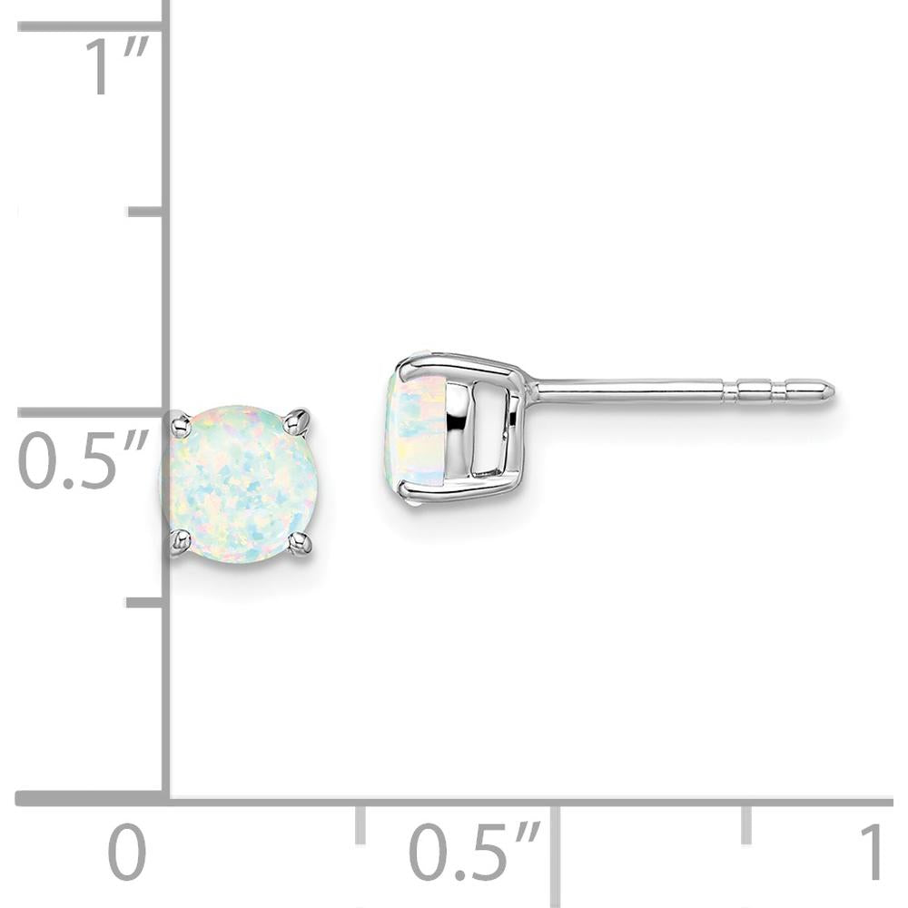 14K White Gold Round Lab-Created Opal Stud Earrings - 0.45 Carat Total Opal Weight by Monteluci Fine Jewelry