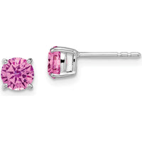 14K White Gold Round Lab-Created Pink Sapphire Stud Earrings - 1.0 Carat Total Gem Weight by Monteluci Fine Jewelry
