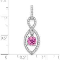 14K White Gold Round Lab Created Pink Sapphire with Diamond Halo Pendant - 1.05 Carat Total Gem Weight by Lumare Gioia