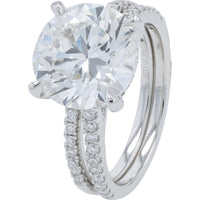 14K White Gold Round Lab-Grown Diamond Bridal Set with Accented Bands - 5.65 Carat Total Diamond Weight