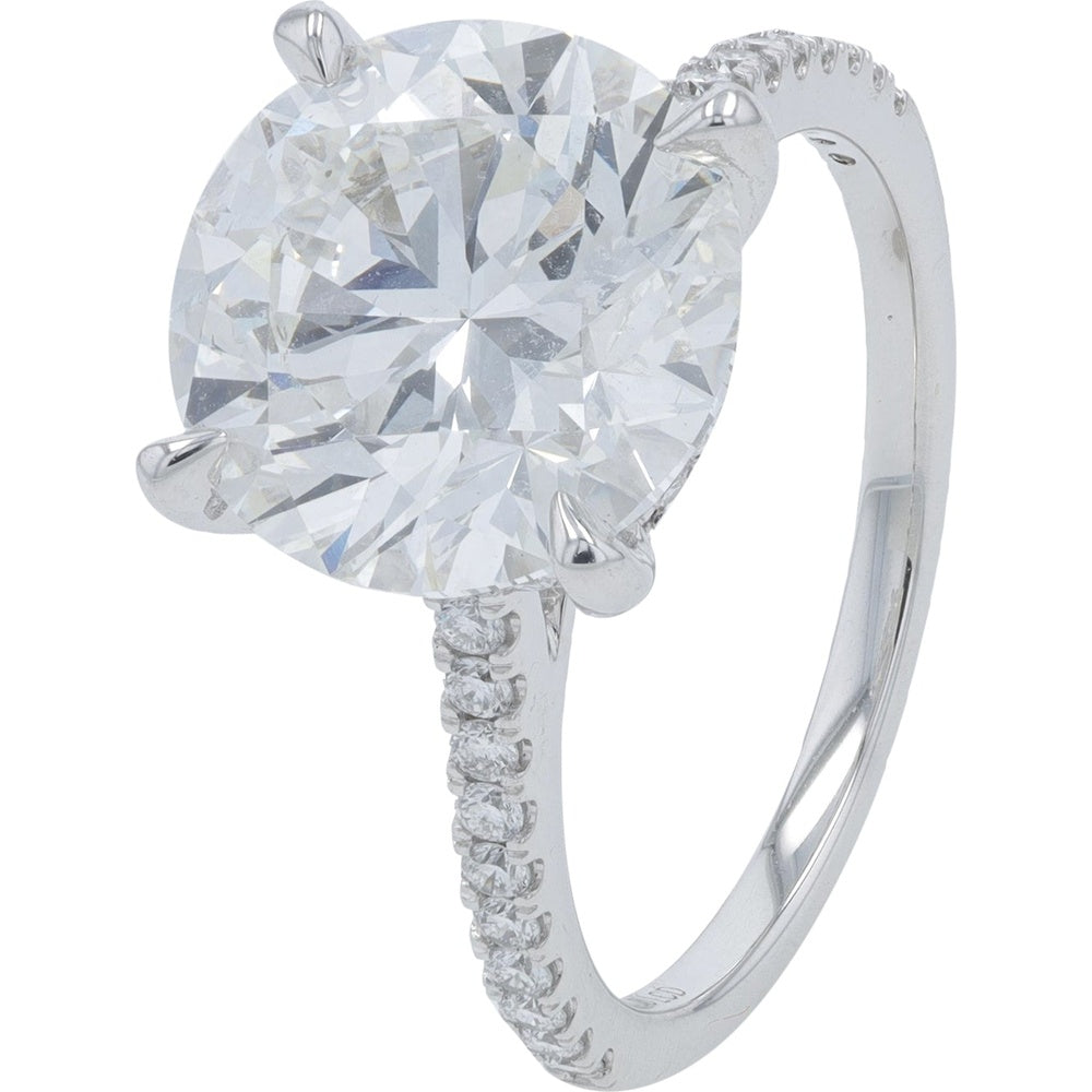 14K White Gold Round Lab-Grown Diamond Bridal Set with Accented Bands - 5.65 Carat Total Diamond Weight