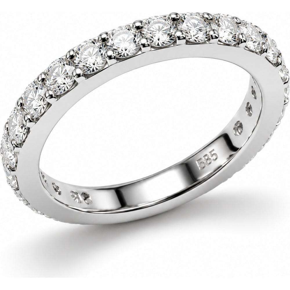 14K White Gold Round Lab-Grown Diamond Eternity Band - 0.97 Carat Total Diamond Weight by Auriventus