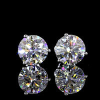 14K White Gold Round Martini Stud Earrings with IGI Certified Lab Diamonds - 4.56 Carat Total Weight, E Color VS1 Clarity - Covaloro Fine Jewelry