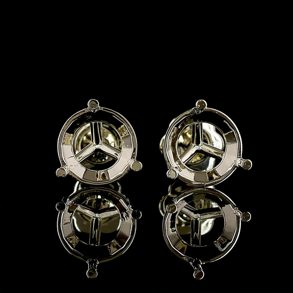 14K White Gold Round Martini Stud Earrings with Lab Grown Brilliant Cut Diamonds - 4.50 Carat Total Diamond Weight (E VVS2 / E VS1) - Covaloro Fine Jewelry