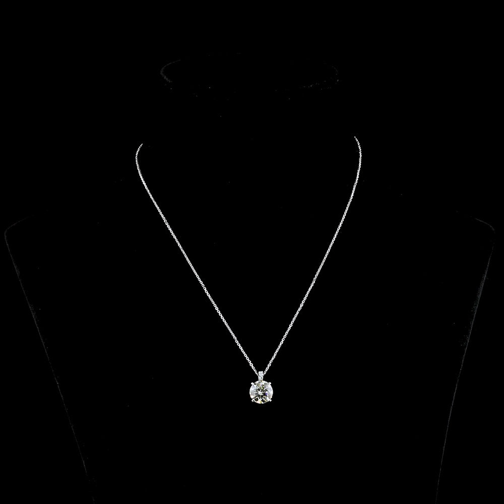 14K White Gold Round Pendant with 2.76 Carat Brilliant Cut Lab Diamond and Accent Stones - IGI Certified - Covaloro Fine Jewelry