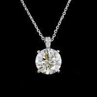 14K White Gold Round Pendant with 2.76 Carat Brilliant Cut Lab Diamond and Accent Stones - IGI Certified - Covaloro Fine Jewelry