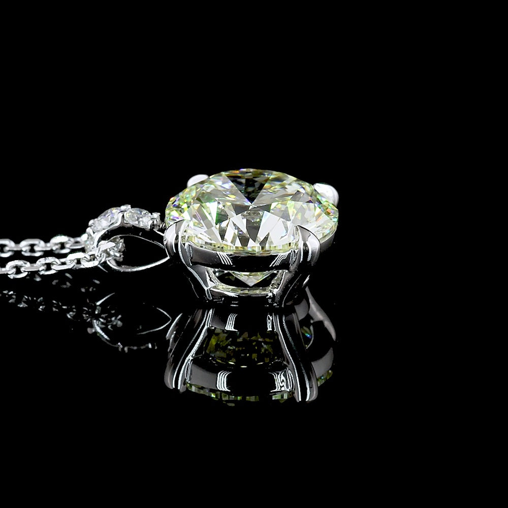14K White Gold Round Pendant with 2.76 Carat Brilliant Cut Lab Diamond and Accent Stones - IGI Certified - Covaloro Fine Jewelry