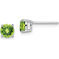 14K White Gold Round Peridot Stud Earrings - 0.56 Carat Total Peridot Weight by Monteluci Fine Jewelry
