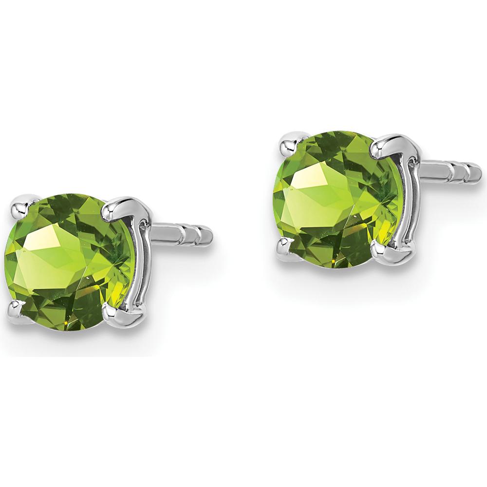 14K White Gold Round Peridot Stud Earrings - 0.56 Carat Total Peridot Weight by Monteluci Fine Jewelry