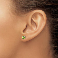 14K White Gold Round Peridot Stud Earrings - 0.56 Carat Total Peridot Weight by Monteluci Fine Jewelry