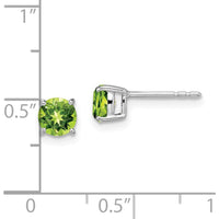14K White Gold Round Peridot Stud Earrings - 0.56 Carat Total Peridot Weight by Monteluci Fine Jewelry