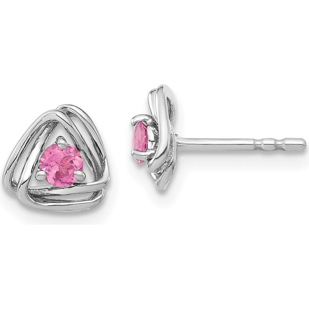 14K White Gold Round Pink Tourmaline Button Earrings - 0.22 Carat Total Gem Weight by Oro Pregiato