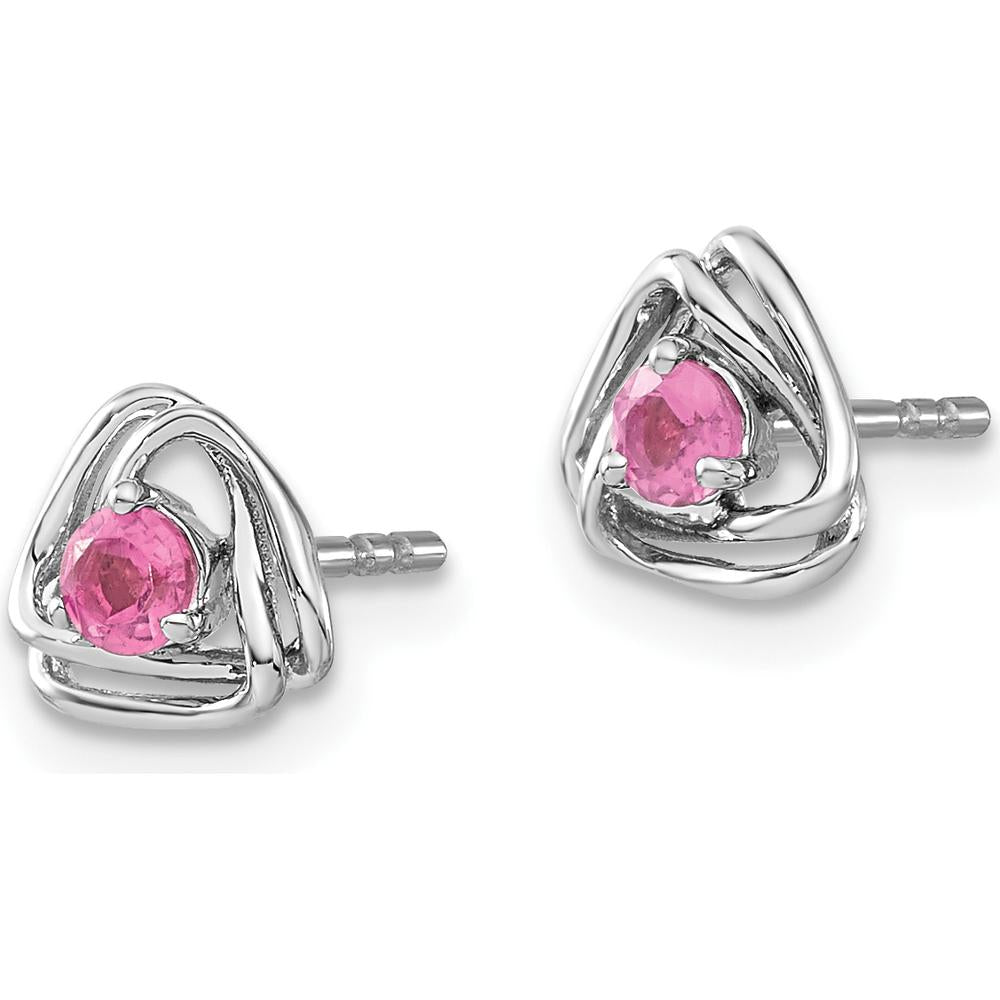 14K White Gold Round Pink Tourmaline Button Earrings - 0.22 Carat Total Gem Weight by Oro Pregiato