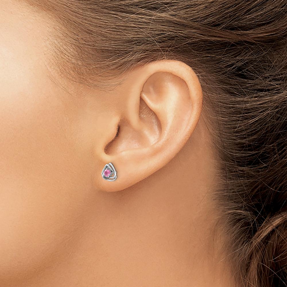 14K White Gold Round Pink Tourmaline Button Earrings - 0.22 Carat Total Gem Weight by Oro Pregiato
