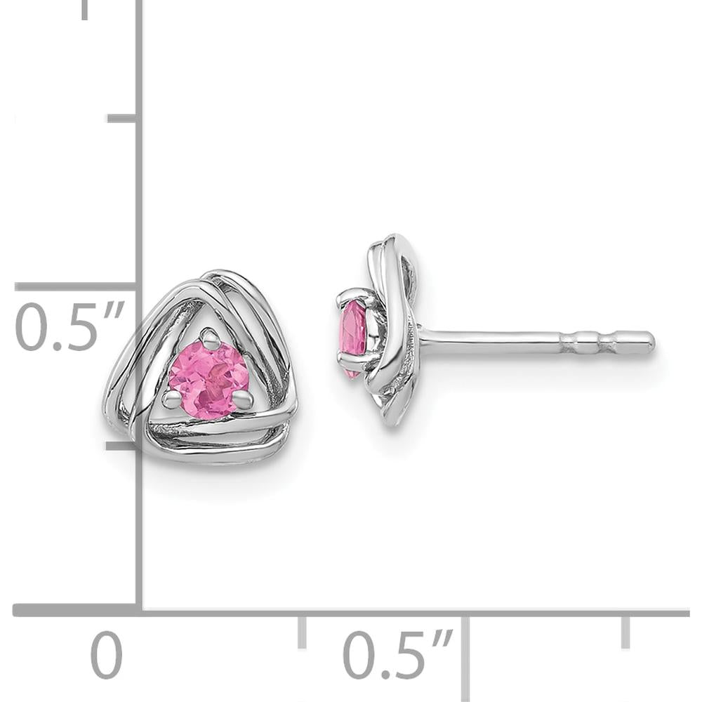 14K White Gold Round Pink Tourmaline Button Earrings - 0.22 Carat Total Gem Weight by Oro Pregiato