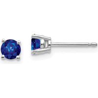 14K White Gold Round Sapphire Stud Earrings - 0.35 Carat Total Sapphire Weight by Monteluci Fine Jewelry