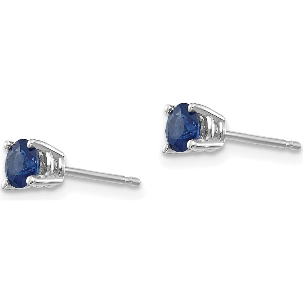 14K White Gold Round Sapphire Stud Earrings - 0.35 Carat Total Sapphire Weight by Monteluci Fine Jewelry