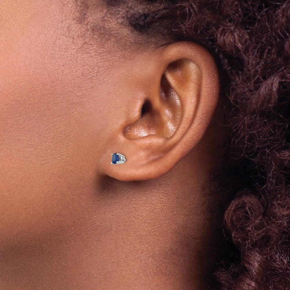 14K White Gold Round Sapphire Stud Earrings - 0.35 Carat Total Sapphire Weight by Monteluci Fine Jewelry